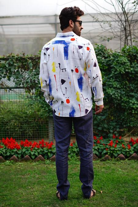 Linen Bloom Brush Art Print Shirt 