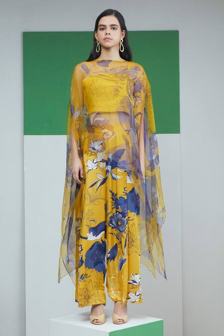 Studio Radical Bloom Garden Print Cape Flared Pant Set 