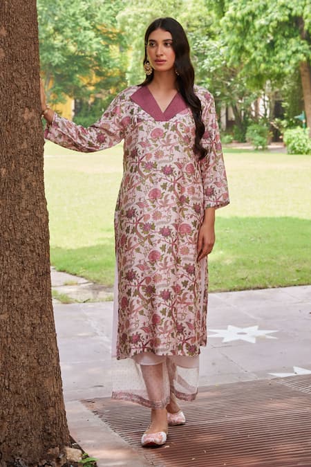 Charu Makkar Floral Vien Print Kurta & Palazzo Set 