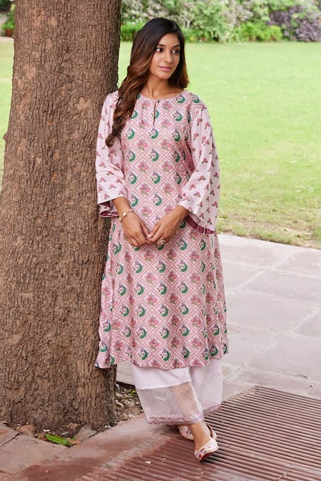 Charu Makkar Peacock Print Kurta & Palazzo Set 