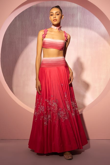 TYOHAR Zardozi Work Lehenga & Pleated Blouse Set 