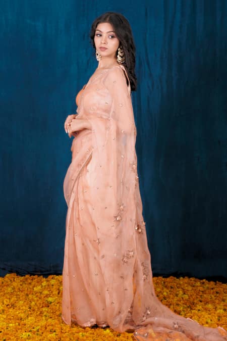 Buy Saubhagya Pink , Organza Sequins, Beads, Cut Floral Embroidered Saree With Blouse Online at Aza Fashions Buy_Saubhagya_Pink , Organza Sequins, Beads, Cut Floral Embroidered Saree With Blouse _Online_at_Aza_Fashions