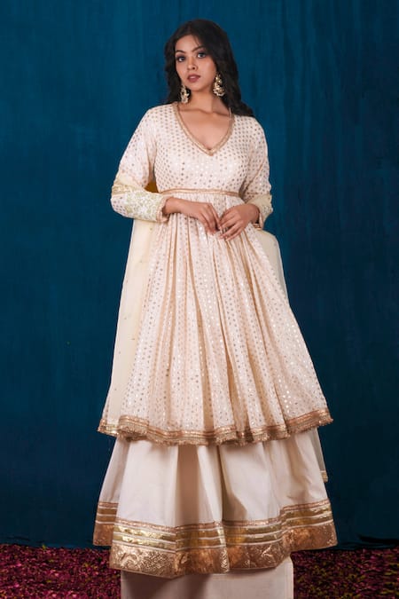 SAUBHAGYA Floral Woven Anarkali Skirt Set 