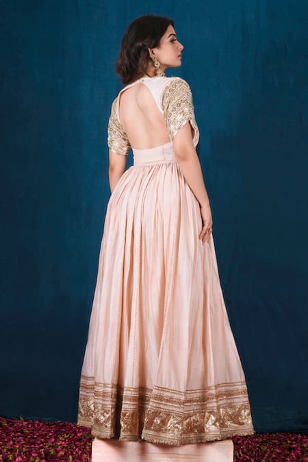 Saubhagya Chanderi Silk Embroidered Kurta Skirt Set 