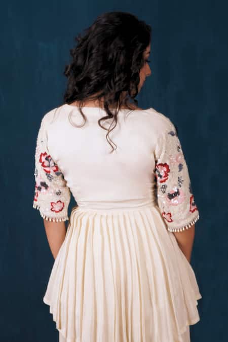 Saubhagya Resham Work Peplum Kurta & Flared Pant Set 