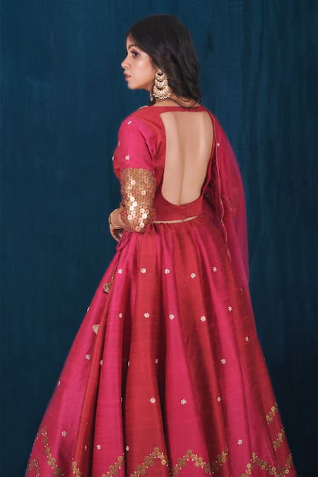 Saubhagya Raw Silk Embroidered Lehenga Set 