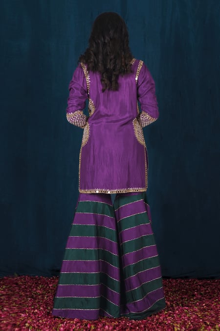 Saubhagya Placement Hand Embroidered Kurta Sharara Set 