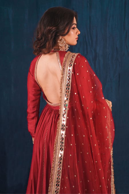 Saubhagya Pleated Anarkali With Embroidered Dupatta 