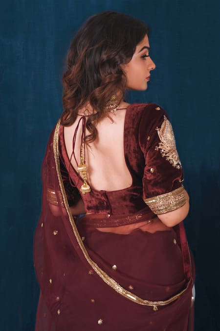 Saubhagya Butti Embroidered Saree With Blouse 