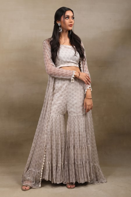 Saubhagya Hand Block Print Cape Sharara Set 