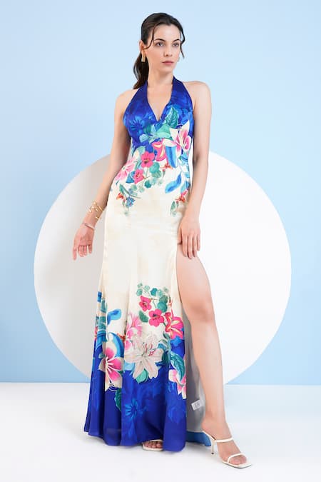 Mandira Wirk Floral Print Slit Dress 