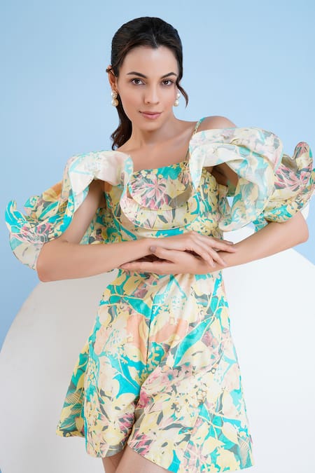 Mandira Wirk Resort Floral Print Strappy Short Jumpsuit 