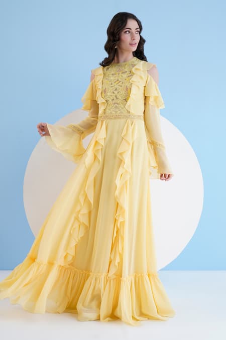 Mandira Wirk Resort Embellished Yoke Maxi Dress 