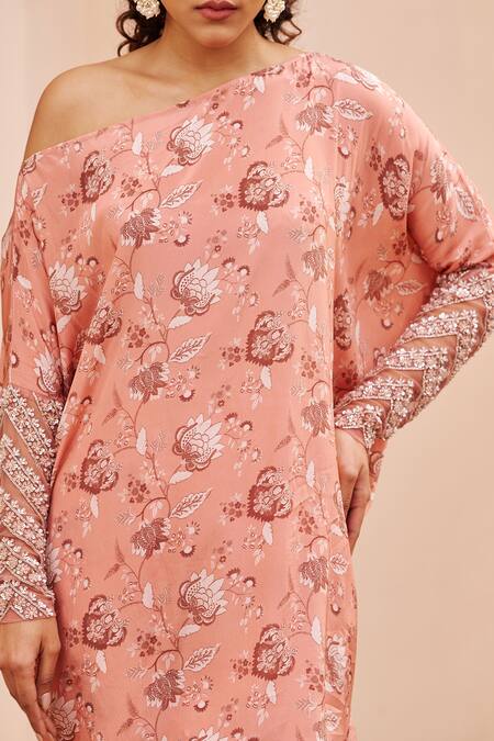 Buy Chhavvi Aggarwal Pink Crepe Sequins One Shoulder Printed Top And Pant Set Online at Aza Fashions Buy_Chhavvi Aggarwal_Pink Crepe Sequins One Shoulder Printed Top And Pant Set _Online_at_Aza_Fashions