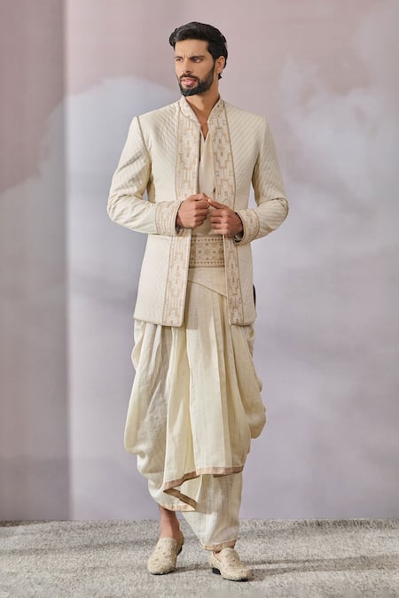 Tarun Tahiliani Textured Bandhgala & Dhoti Pant Set 