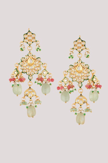 ChhavI'S Jewels_Multi Color Pearls, Phool Bahar Kundan And Polki Studded Maharani Jewellery Set _Online_at_Aza_Fashions