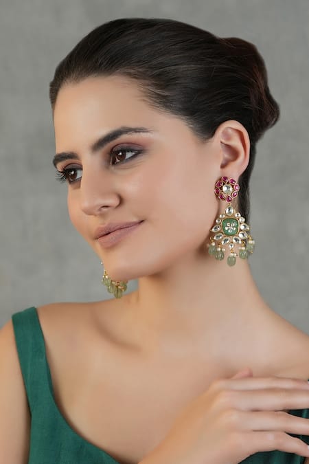 Chhavi's Jewels Multi Color Kundan Daisy Floret Earrings 