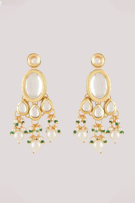 ChhavI'S Jewels_White Pearls, Diamonds Globule Kundan And Polki Studded Jewellery Set _Online_at_Aza_Fashions