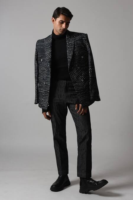 Buy_Countrymade_Black Linen Aboriginal Print Blazer_Online_at_Aza_Fashions