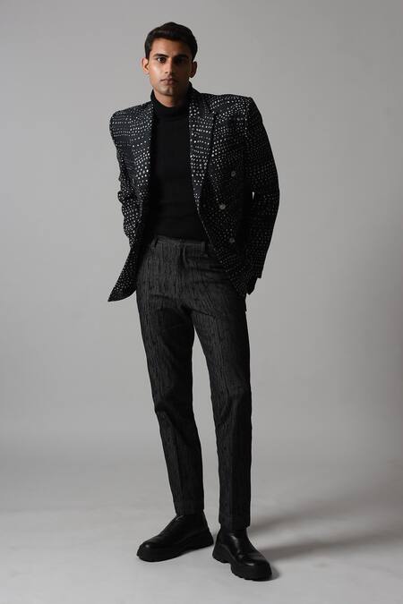 Shop_Countrymade_Black Linen Aboriginal Print Blazer_Online_at_Aza_Fashions