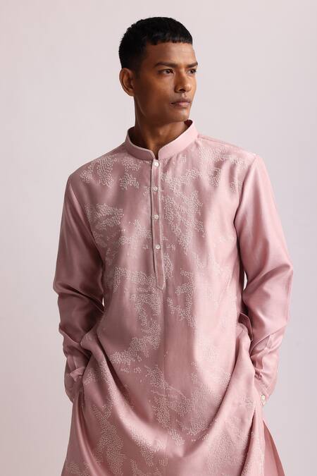 Buy Countrymade Pink Chanderi, Cotton Embroidery Shadow Camo Placement Kurta And Pant Set Online at Aza Fashions Buy_Countrymade_Pink Chanderi, Cotton Embroidery Shadow Camo Placement Kurta And Pant Set_Online_at_Aza_Fashions