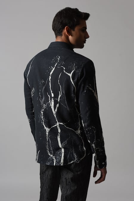 Shop Countrymade Black Modal Brain Shadow Abstract Print Shirt at Aza Fashions Shop_Countrymade_Black Modal Brain Shadow Abstract Print Shirt_at_Aza_Fashions