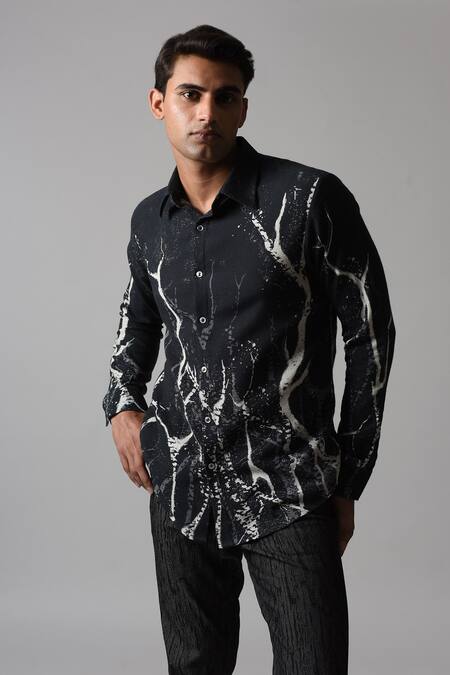 Countrymade Black Modal Brain Shadow Abstract Print Shirt Online at Aza Fashions Countrymade_Black Modal Brain Shadow Abstract Print Shirt_Online_at_Aza_Fashions