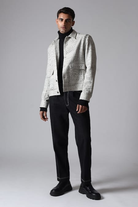 Countrymade_White Cotton Embroidery Aboriginal Print Shirt_Online_at_Aza_Fashions