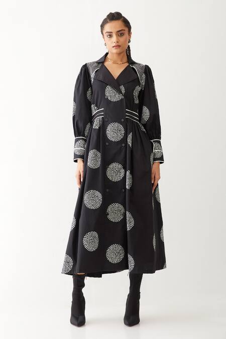 Shop Son Of A Noble Snob Black Cotton Satin Collared Blair Printed Dress Online at Aza Fashions Shop_Son Of A Noble Snob_Black Cotton Satin Collared Blair Printed Dress _Online_at_Aza_Fashions