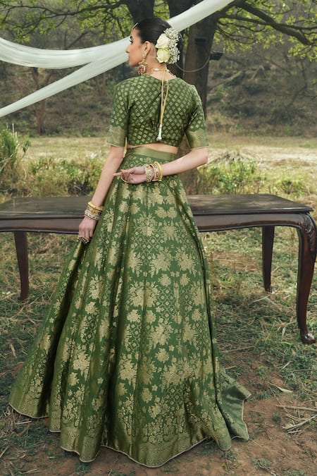 Safaa The Hiraya Floral Woven Lehenga Set 