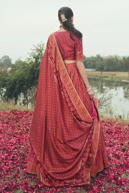 Safaa The Qalb Chikankari & Thread Woven Lehenga Set 