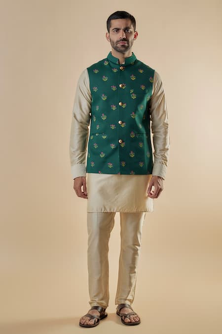 Spring Break Floral Print Bundi Jacket & Kurta Set 