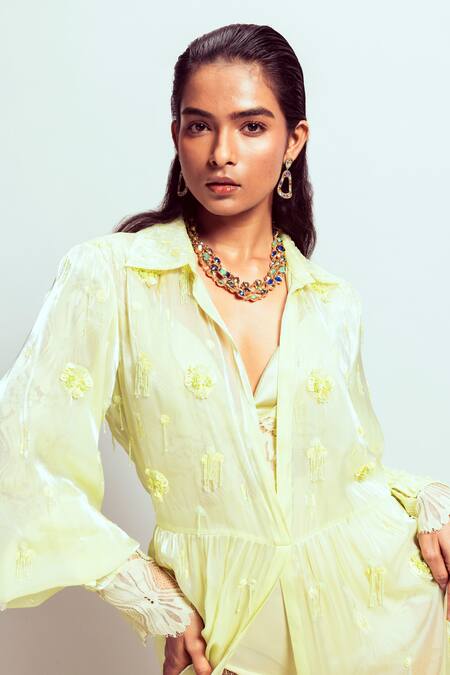 Shop Nirmooha Green Lace Sweetheart Neck Embellished Chantilly Bodysuit Online at Aza Fashions Shop_Nirmooha_Green Lace Sweetheart Neck Embellished Chantilly Bodysuit _Online_at_Aza_Fashions