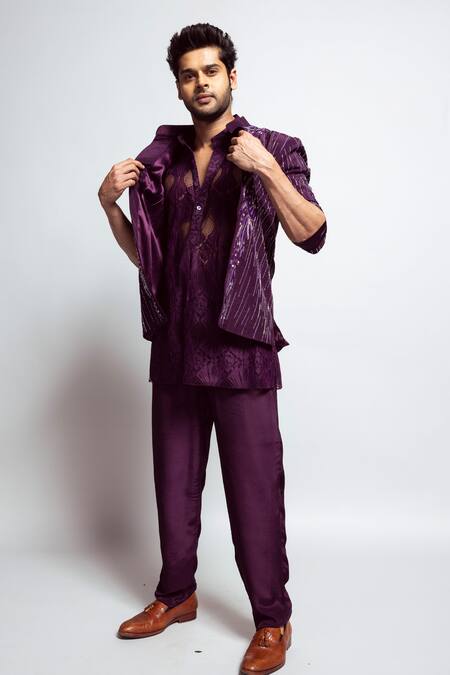 Shop_Nirmooha_Purple Crepe Plain Straight Pant _Online_at_Aza_Fashions