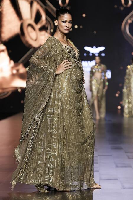 Shop_Itrh_Gold Net Crystals Sweetheart Neck Amunet Embellished Kaftan With Corset _Online_at_Aza_Fashions