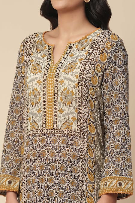 Buy Ritu Kumar, Ri.Ritu Kumar, aarke Ritu Kumar Grey Cotton, Georgette, Viscose Lace, Embroidery Ekka Mughal Print Kurta Set Online at Aza Fashions Buy_Ritu Kumar, Ri.Ritu Kumar, aarke Ritu Kumar_Grey Cotton, Georgette, Viscose Lace, Embroidery Ekka Mughal Print Kurta Set_Online_at_Aza_Fashions