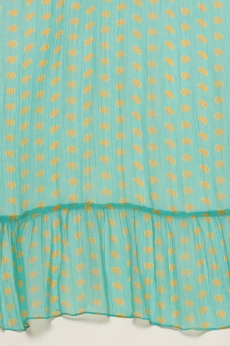 Buy Ritu Kumar, Ri.Ritu Kumar, aarke Ritu Kumar Blue Rayon, Chiffon Collared Della Paisley Print Kurta Pant Set Buy_Ritu Kumar, Ri.Ritu Kumar, aarke Ritu Kumar_Blue Rayon, Chiffon Collared Della Paisley Print Kurta Pant Set