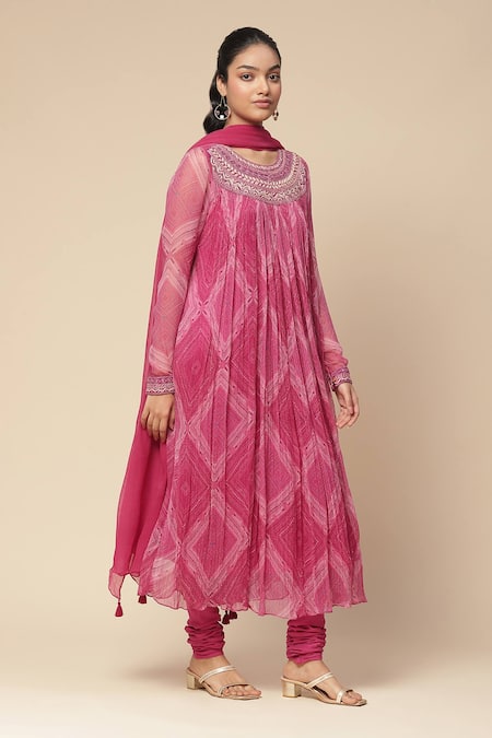 Buy Ritu Kumar, Ri.Ritu Kumar, aarke Ritu Kumar Fuchsia Cotton, Voile, Chiffon Embroidery, Sitashi Geometric Print Anarkali Set Online at Aza Fashions Buy_Ritu Kumar, Ri.Ritu Kumar, aarke Ritu Kumar_Fuchsia Cotton, Voile, Chiffon Embroidery, Sitashi Geometric Print Anarkali Set_Online_at_Aza_Fashions