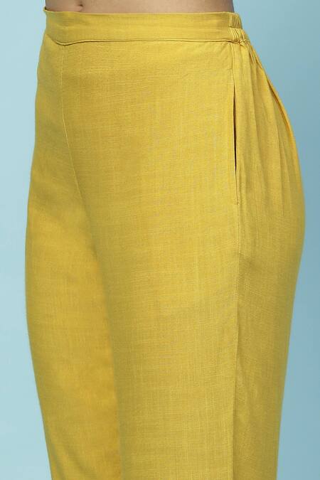 Ritu Kumar, Ri.Ritu Kumar, aarke Ritu Kumar Yellow Rayon, Chiffon Embroidery Sanvi Floral Jaal Print Gathered Kurta Set at Aza Fashions Ritu Kumar, Ri.Ritu Kumar, aarke Ritu Kumar_Yellow Rayon, Chiffon Embroidery Sanvi Floral Jaal Print Gathered Kurta Set_at_Aza_Fashions