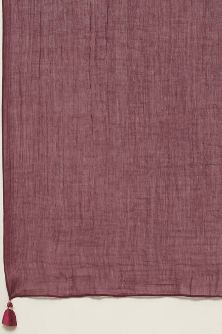 Ritu Kumar, Ri.Ritu Kumar, aarke Ritu Kumar Wine Cotton, Rayon Embroidery, Tassels Split Audrey Yoke Kurta Palazzo Set at Aza Fashions Ritu Kumar, Ri.Ritu Kumar, aarke Ritu Kumar_Wine Cotton, Rayon Embroidery, Tassels Split Audrey Yoke Kurta Palazzo Set_at_Aza_Fashions