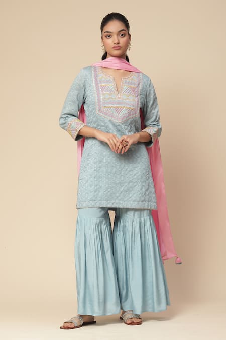 Aarke Ritu Kumar Rubaiyat Embroidered Kurta Sharara Set 