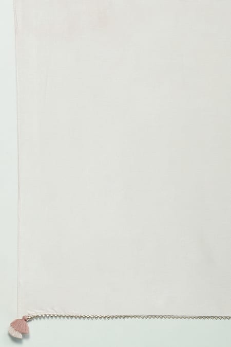 Ritu Kumar, Ri.Ritu Kumar, aarke Ritu Kumar_Pink Lurex, Rayon Embroidery Split V-neck Rubaiyat Pastel Kurta Sharara Set_at_Aza_Fashions