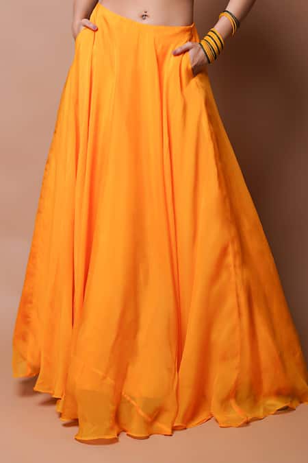 Ahi Clothing Yellow Organza, Chiffon, Silk Mirrors, Mango Embroidered Blouse And Lehenga Set Online at Aza Fashions Ahi Clothing_Yellow Organza, Chiffon, Silk Mirrors, Mango Embroidered Blouse And Lehenga Set _Online_at_Aza_Fashions