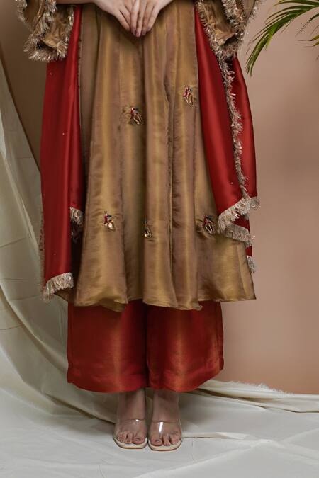 Buy Ahi Clothing Gold Tissue, Silk, Linen Cut Peacock Motif Embroidered Anarkali Palazzo Set Online at Aza Fashions Buy_Ahi Clothing_Gold Tissue, Silk, Linen Cut Peacock Motif Embroidered Anarkali Palazzo Set _Online_at_Aza_Fashions