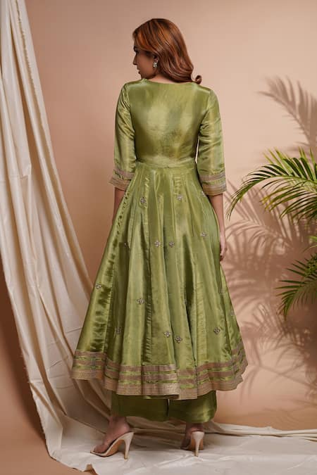 Ahi Clothing Floral Butti Embroidered Angarkha Anarkali Set 