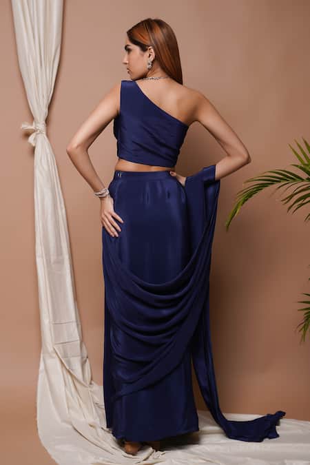Ahi Clothing Solid Pre-Draped Saree With Blouse 