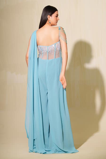 Tamaraa By Tahani Neelam Hand Embroidered Jumpsuit 