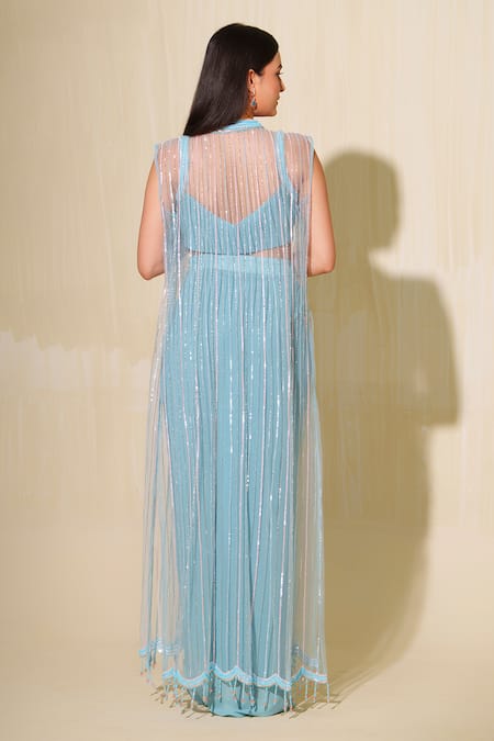 Tamaraa By Tahani Aasmani Draped Dhoti Skirt Set With Jacket 