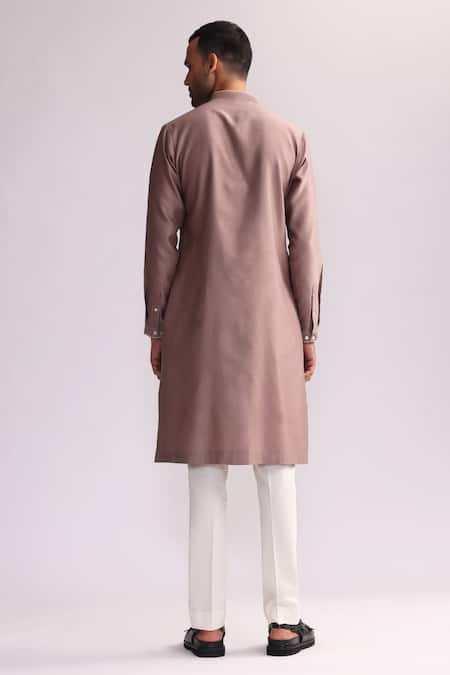 Shop Countrymade Pink Chanderi Embroidery Trail Dust Kurta With Pant at Aza Fashions Shop_Countrymade_Pink Chanderi Embroidery Trail Dust Kurta With Pant _at_Aza_Fashions