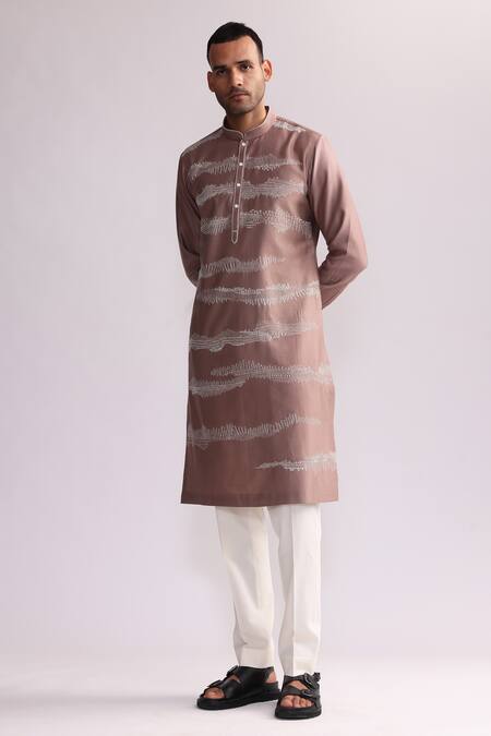 Buy Countrymade Pink Chanderi Embroidery Trail Dust Kurta With Pant Online at Aza Fashions Buy_Countrymade_Pink Chanderi Embroidery Trail Dust Kurta With Pant _Online_at_Aza_Fashions